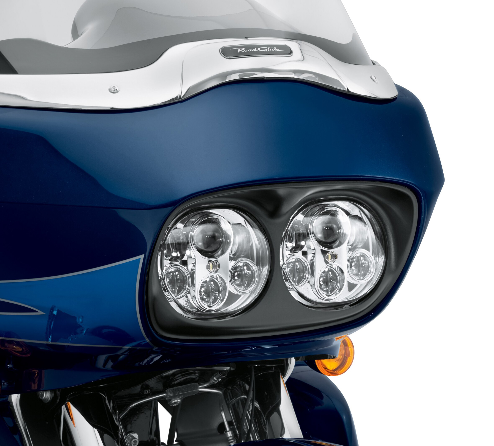 DUAL 7″ BLUE HALO LED Replacement ROAD GLIDE Black Headlight Harley Bezel